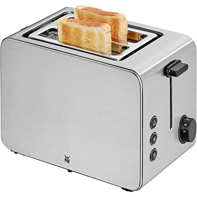 WMF Stelio Toaster 2 Scheiben Edelstahl, Doppelschlitz Toaster mit Brötchenaufsatz, Bagel-Funktion, 7 Bräunungsstufen, 900 W, Toaster edelstahl matt