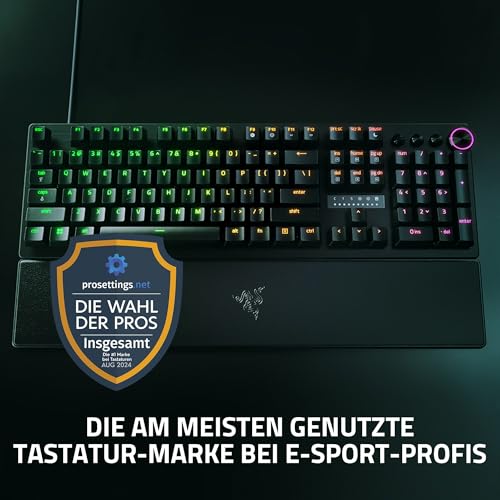 Razer Huntsman V3 Pro - Analoges optisches E-Sport-Keyboard Snap Tap & Rapid Trigger (Schnellfeuer-Modus, Multifunktionaler Drehregler, Doubleshot-PBT-Tastenkappen) DE-Layout | Schwarz