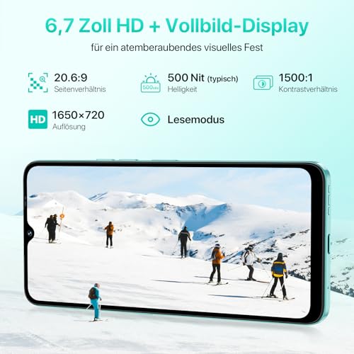 UMIDIGI A15C Smartphone Ohne Vertrag 2023, 4G Handy Ohne Vertrag, Octa-Core 16GB(8GB+8GB)+128GB/1TB, 48MP+8MP, 6,7" HD+Display, 5000mAh, Dual SIM Android 13 Simlockfreie Handys, NFC/Face ID/OTG/GPS