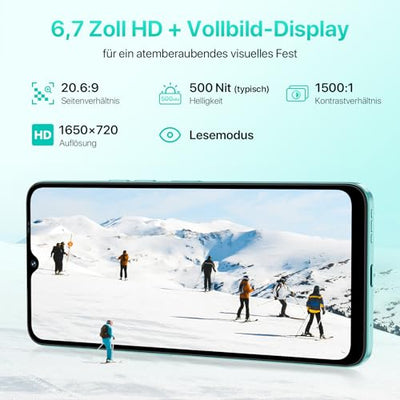 UMIDIGI A15C Smartphone Ohne Vertrag 2023, 4G Handy Ohne Vertrag, Octa-Core 16GB(8GB+8GB)+128GB/1TB, 48MP+8MP, 6,7" HD+Display, 5000mAh, Dual SIM Android 13 Simlockfreie Handys, NFC/Face ID/OTG/GPS