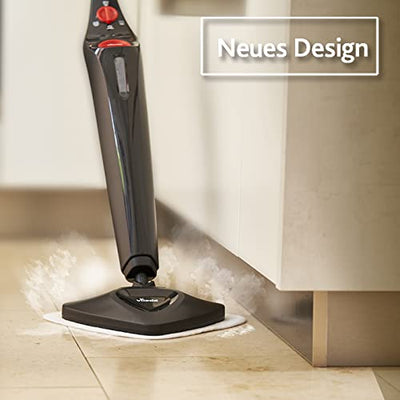Vileda Steam Plus Dampfreiniger mit PowerPad und Mikrofaser-Ersatzbezug, entfernt bis zu 99,9% der Bakterien und Viren, für alle Böden, ideal für Teppiche, Eco-Verpackung