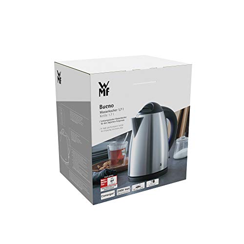 WMF Bueno Wasserkocher Edelstahl 1,7l, elektrischer Wasserkocher mit Kalkfilter, 2400 W, beleuchtete Wasserstandsanzeige, edelstahl matt