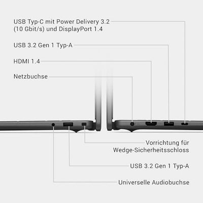 Dell 16 Laptop DC16250 – 16" FHD+ (1920x1200) Display, Intel Core 7 Series 1, Intel UHD Grafik, 16GB DDR5 RAM, 1TB SSD, Windows 11 Home, Fingerabdrucksensor, QWERTZ Tastatur – Schwarz