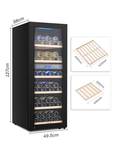 Kalamera Weinkühlschrank 2 Zonen für 73 Flaschen, Schwarz, 200 Liter, KRC-200BFG