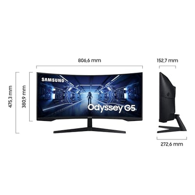 Samsung Gaming Monitor G5 C34G55TWWP, 34 Zoll, VA-Panel, UWQHD-Auflösung, AMD FreeSync Premium, Krümmung 1000R, Bildwiederholrate 165 Hz, Reaktionszeit 1 ms (MPRT), schwarz