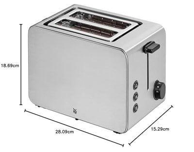 WMF Stelio Toaster 2 Scheiben Edelstahl, Doppelschlitz Toaster mit Brötchenaufsatz, Bagel-Funktion, 7 Bräunungsstufen, 900 W, Toaster edelstahl matt