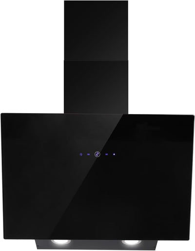 SNDOAS Dunstabzugshaube 60cm, Kopffreie Wandhaube mit 550 m³/h Starker Saugleistung, inkl. Aktivkohlefilter, LED-Anzeige Touchscreen, Verzögerungs-Ausschaltfunktion, Abluft/Umluft, Schwarz