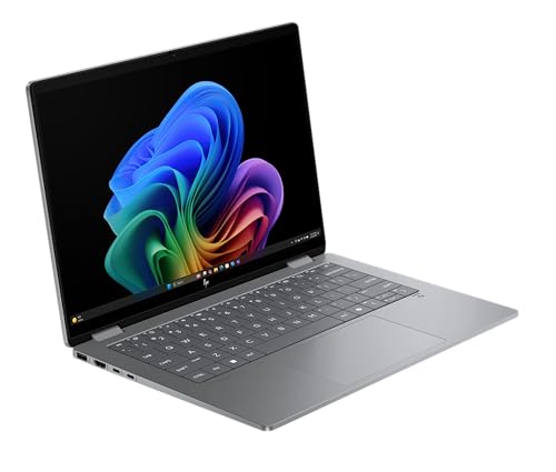 HP OmniBook X Flip 2in1 Next Gen AI Laptop | AMD Ryzen AI 7 350 (8C) | dedizierte NPU für KI | 50 NPU Tops | Copilot+ PC | 14" WUXGA 1920x1200 Touchscreen | 16GB | 512GB SSD | Win11 | QWERTZ | Silber