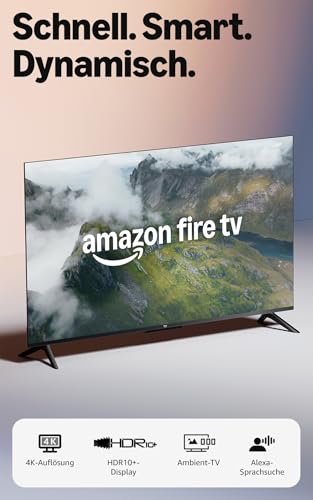Amazon Fire TV 4-Serie (neueste Generation), 43-Zoll-Smart-TV in 4K Ultra-HD mit Alexa-Fernbedienung, HDR10+, schnellem Prozessor, Dolby Audio, Ambient-TV und kostenlosem Live-TV