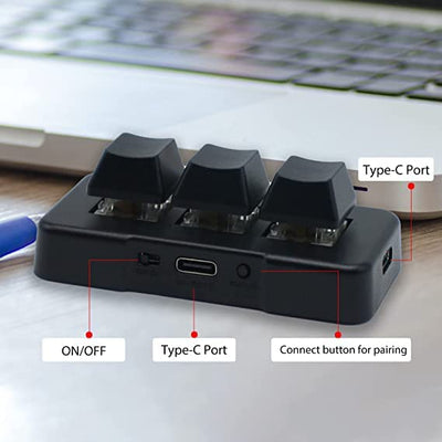 PCsensor USB Mini Keyboard 3 Tasten Mini Tastatur Wireless USB 2 in 1 Mechanische Gaming Tastatur Hot Key Customized Programm mit RGB Led für Gaming OSU Büro Arbeit