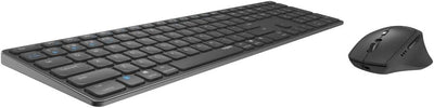 Rapoo 9800M kabelloses Tastatur-Maus Set Wireless Deskset 1600 DPI Sensor wiederaufladbarer Akku flaches Aluminium Design DE-Layout QWERTZ PC & Mac - dark grey