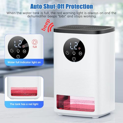 Luftentfeuchter Elektrisch Entfeuchter Keller 1600mL Raumentfeuchter klein Dehumidifier Automatisches Abtauen Mit 7 Farbe Nachtlicht Schlafmodus Entfeuchter Leise für Wohnung Badezimmer Schlafzimmer