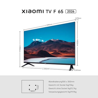 Xiaomi F, 65 Zoll (165 cm), 4K UHD, Smart TV, Fire TV, Triple Tuner DVB-C/S/S2/T/T2,HDR10, MEMC, Game Boost mode 120Hz,Sprachsteuerung mit Alexa,2GB+32GB, Kompatibel mit Apple AirPlay