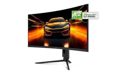 ODYS Gaming Monitor XP34 PRO-X - 34 Zoll (86 cm), Curved (1500R), 180 Hz, UWQHD (3.440x1.440 px), 1ms Reaktionszeit, HDR, FreeSync/G-Sync komp., Eye Care, HDMI, DP, 3,5mm Audio