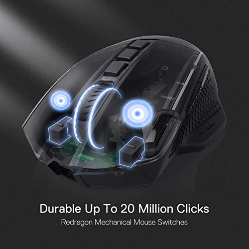 Redragon M991 kabellose Gaming-Maus, 19000 DPI kabelgebundene/drahtlose Maus mit Schnellfeuertaste, 9 Makro-Tasten, 45-Stunden-Dauerleistung und RGB-Hintergrundbeleuchtung für PC/Mac/Laptop