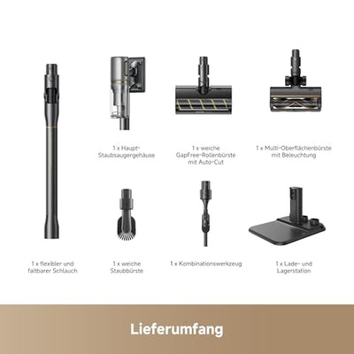 dreame V20 Pro-A Kabelloser Staubsauger, Kantenreinigung 0 mm, ohne Verheddern, für Hartböden und Teppiche, 24.000PA / 210 AW, 90 Min. maximale Laufzeit, Filterung 99,99%, entfernt Tierhaare