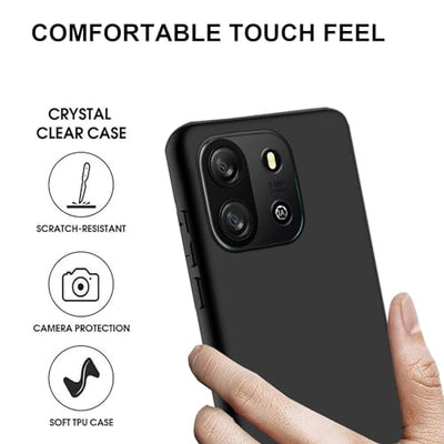 LYZXMY Hülle für Blackview Oscal Flat 1C(6.56") Schwarz Handyhülle + 3 Stück Gehärtetes Glas Schutzfolie, Case Weich Silikon TPU Schutzhülle Cover 9H Härte HD Gehärtetes Glasfolie Glas