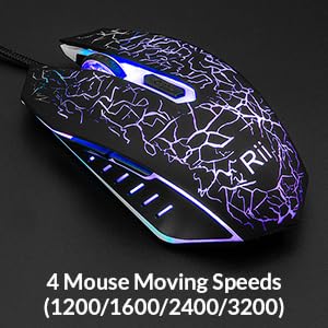 Rii Gaming Tastatur und Maus Set, 3 LED Hintergrundbeleuchtung, ideal für Gaming und Büro, kompatibel mit PC (DE-Layout, Schwarz)