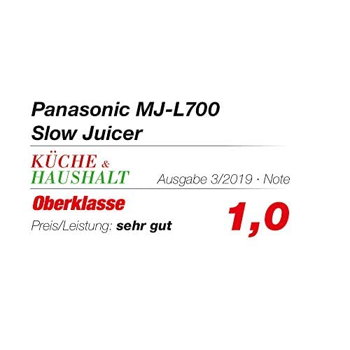 Panasonic Slow Juicer MJ-L700KXE, elektrische Fruchtpresse, Entsaften von ganzen Früchten und Gemüse, 75-mm Öffnung, schlankes Design, sicher und praktisch, Schwarz, Mattschwarz