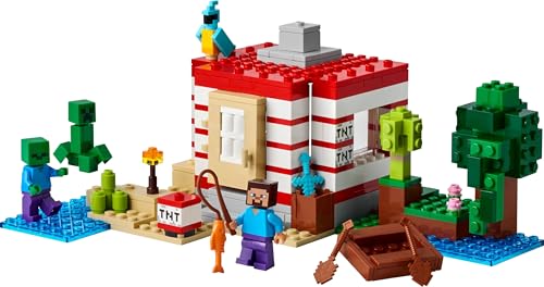 LEGO Minecraft Das TNT-Dschungelhaus - Gamer Spielzeug für Kinder - Interaktives Spielset mit Boot, Steve-, Creeper- und Zombie Minifiguren - Gaming Geschenk für Mädchen & Jungen ab 8 Jahren - 21275