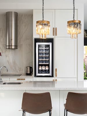 Kalamera Weinkühlschrank, 18 Flaschen 51 Liter Weinkühlschrank klein mit Kompressor, 5-18°C Kühlzone, KRC-51FCSS