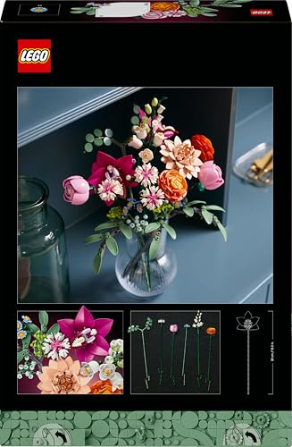 LEGO Botanicals Schöner Rosafarbener Blumenstrauß - Blumendeko - Bauset für Erwachsene - Dekorative Gänseblümchen, Kornblumen, Rosen und Holunderblüten zum Ausstellen - Bürodekoration 10342