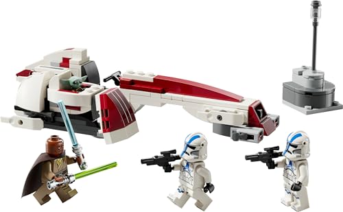 LEGO Star Wars Flucht mit dem BARC Speeder, The Mandalorian Set, Spielzeug-Bike mit Seitenwagen, enthält die Figuren Kelleran Beq und Grogu, Geschenk für Jungen und Mädchen ab 8 Jahren 75378
