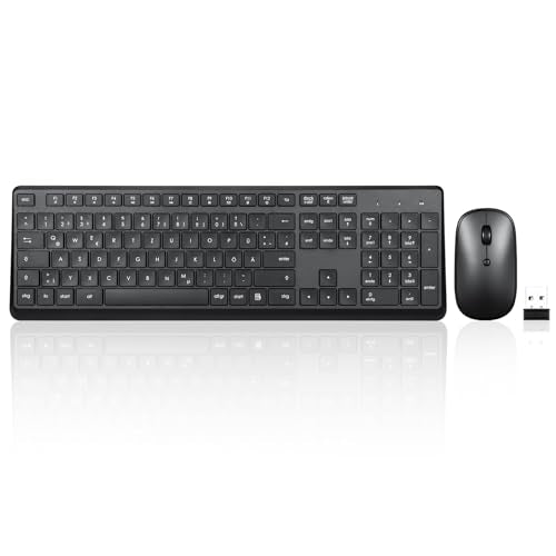 Perixx PERIDUO-716, Kabellose 2,4-GHz Tastatur-Maus-Set, Standardgröße - Schwarz, Deutsches QWERTZ