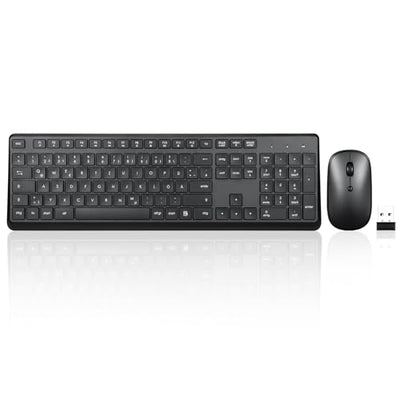 Perixx PERIDUO-716, Kabellose 2,4-GHz Tastatur-Maus-Set, Standardgröße - Schwarz, Deutsches QWERTZ