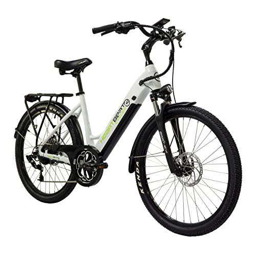 Highphoria Elektrofahrrad City E-Bike 26 Zoll für Damen, 25 km/h Tiefeinsteiger Elektrische Fahrrad mit Bafang-Motor 250W, 8 Gang Schaltung Pedelec(Schwarz-Grün)