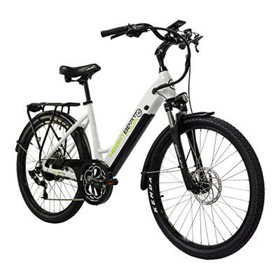 Highphoria Elektrofahrrad City E-Bike 26 Zoll für Damen, 25 km/h Tiefeinsteiger Elektrische Fahrrad mit Bafang-Motor 250W, 8 Gang Schaltung Pedelec(Schwarz-Grün)