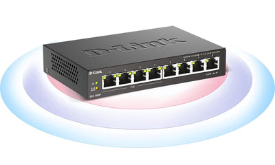 D-Link DGS-1008P, 8-Port Unmanaged PoE+ Gigabit Switch (8 Anschlüsse mit 10/100/1000 Mbit/s, 4 davon mit PoE-Unterstützung, 60W PoE Kapazität, Plug & Play, lüfterlos, Metallgehäuse)