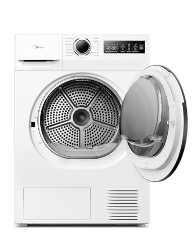 Midea MD11EH70BD Wärmepumpentrockner, 7 kg, Energieklasse D, Schnelltrocknen 35', HealthGuard, Sensor-Trocknung, Auffrischen,Knitterschutz, Auffrischen Wolle, Weiß