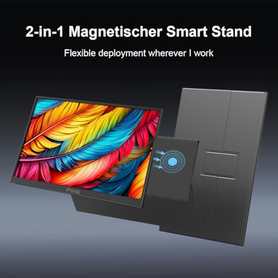 Portable Monitor, 15.6 Inch Mobiler Monitor, FHD 1080P Tragbarer Monitor mit Lautsprecher, Portabler PC Monitor Laptop Bildschirm Erweiterung USB C Zweiter Bildschirm für Laptop Gaming Switch/Xbox