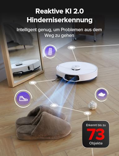 roborock S8 MaxV Ultra Saugroboter mit Wischfunktion&Hebarem Wischmopp, Umfangreiche Reinigung Durch die ausfahrbaren Seitenbürste, 10.000 Pa, 60 °C Heißwasser-Moppwäsche, All-in-One-Dock