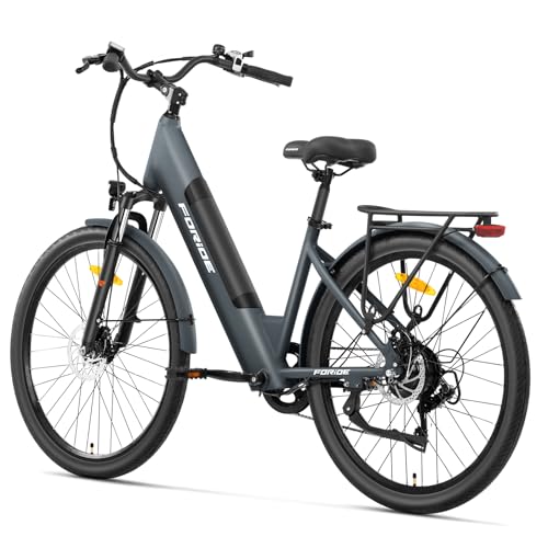 Foride Roamer 1 ST 27,5" E-Bike für Erwachsene, 7 Gang Elektrofahrrad mit Austauschbarem 36V 13Ah Akku, 250W Motor, 25 km/h und 100km Reichweite E-Bike Damen Herren für Städtische Pendler (Grau)