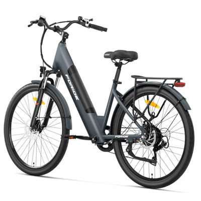 Foride Roamer 1 ST 27,5" E-Bike für Erwachsene, 7 Gang Elektrofahrrad mit Austauschbarem 36V 13Ah Akku, 250W Motor, 25 km/h und 100km Reichweite E-Bike Damen Herren für Städtische Pendler (Grau)
