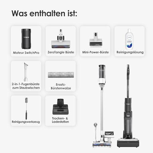 Tineco Floor ONE Switch S7 Nass Trockensauger, Saugwischer 40min, Staubsauger 65min, 70℃ Flashdry, Beidseitige Kantenreinigung, ZeroTangle Bürste, Dreifache Batterielebensdauer, für das Ganze Haus