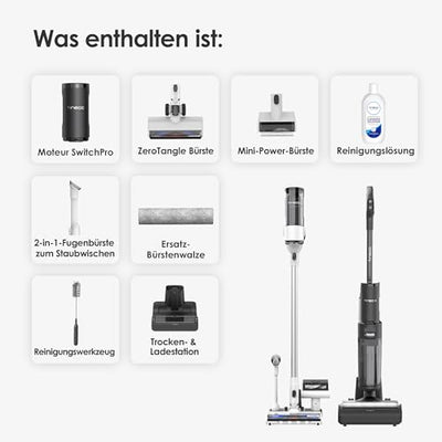 Tineco Floor ONE Switch S7 Nass Trockensauger, Saugwischer 40min, Staubsauger 65min, 70℃ Flashdry, Beidseitige Kantenreinigung, ZeroTangle Bürste, Dreifache Batterielebensdauer, für das Ganze Haus