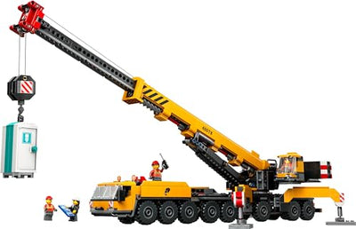 LEGO City Mobiler Baukran, Bauspielzeug für Jungen und Mädchen, Geschenk für kreative Kinder, ausfahrbarer Langer Ausleger, 4 Bauarbeiter-Minifiguren für Rollenspiele 60409