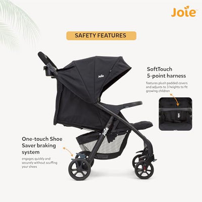 Joie Muze Kinderwagen mit vollem Funktionsumfang, kompakter faltbarer Babywagen mit 5-Punkt-Gurt, kompatibel mit Reisesystem, flach liegend und geeignet für Geburt bis 15 kg (Geburt - 36 Monate)