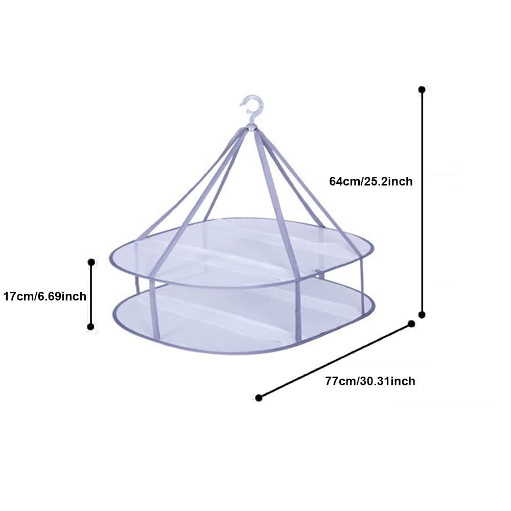 SEIWEI Doppelt Schicht Pullover-Hängetrockner, Faltbarer Wäscheständer, Flach zum Trocknen von Mesh-Kleiderbügel für Pullover, Feinwäsche und Badeanzug