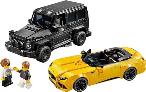 LEGO Speed Champions Mercedes-AMG G 63 & Mercedes-AMG SL 63, Bauset mit 2 Spielzeug Autos und 2 Fahrer Minifiguren, Geschenk für Jungen und Mädchen, Modellauto Set, Rennwagen Spielzeug 76924