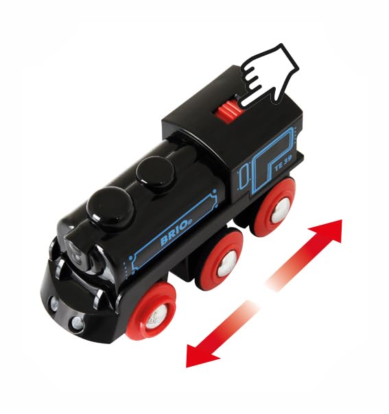 BRIO World - 33599 Akku Lok mit Mini USB - Wiederaufladbare Lokomotive - Batteriebetriebener Spielzeugzug für Kinder ab 3 Jahren