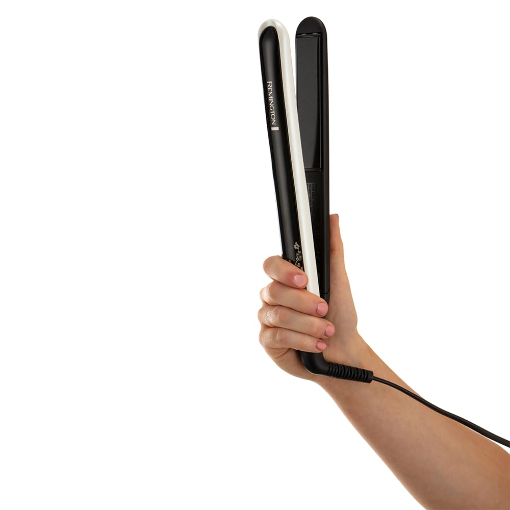 Remington Glätteisen [Testsieger] Pearl (hochwertige Keramikbeschichtung mit echten Perlen für eine gleichmäßige Wärmeverteilung) LCD-Display, 150-235°C, inkl. Aufbewahrungstasche, Haarglätter S9501