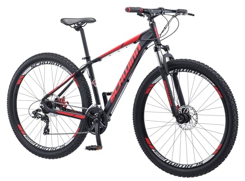 Schwinn Bonafide Herren Mountainbike Vorderradaufhängung 24-Gang 29-Zoll-Räder 43.2 cm Aluminiumrahmen Mattschwarz/Rot