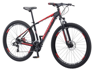 Schwinn Bonafide Herren Mountainbike Vorderradaufhängung 24-Gang 29-Zoll-Räder 43.2 cm Aluminiumrahmen Mattschwarz/Rot