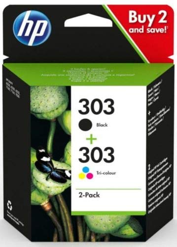Original HP 303 Combo Pack 1x 303 Schwarz und 1x 303 Color für HP ENVY Photo 6200 All-in-One Druckerserie, HP ENVY Photo 6230 All-in-One Drucker, HP ENVY Photo 7100 All-in-One Drucker