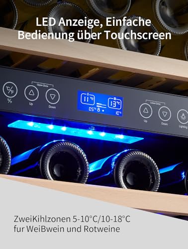 Kalamera Weinkühlschrank 2 Zonen für 73 Flaschen, Schwarz, 200 Liter, KRC-200BFG