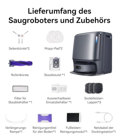 NARWAL Freo Z Ultra Saugroboter, Doppel-KI-Chips, Doppel-KI-Ausweichen KI-adaptivem Heißwasserwaschen von Mopps und Trocknen, 12.000 Pa Saugkraft, Zero Tangling Bürste 2.0, Intelligente APP-Steuerung